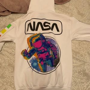 White Multicolored NASA Hoodie For Sale